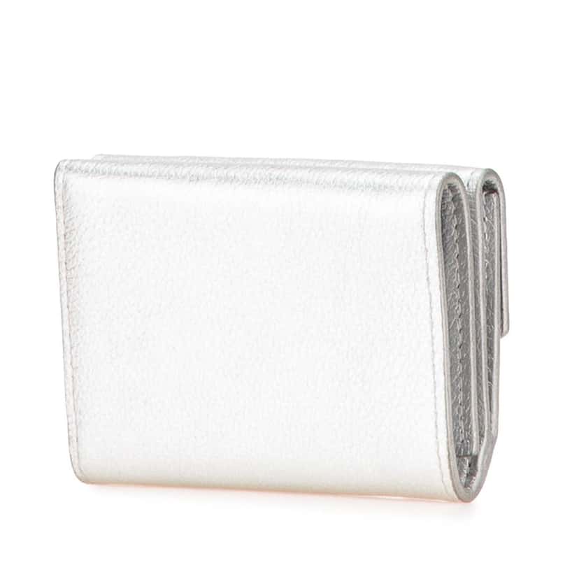 Louis Vuitton Leather Lockmini Wallet Silver Leather Good condition - Back View
