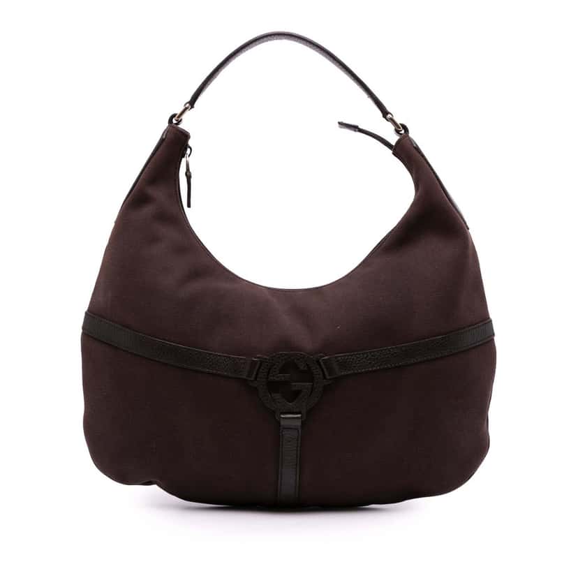 Gucci Canvas Reins Hobo Bag Brown Canvas Good condition - Back View