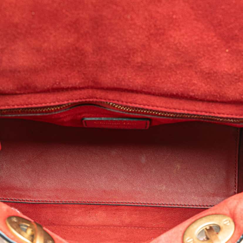 Dior Medium Lambskin Cannage Studded Supple Lady Dior Red Leather Good condition - Model View