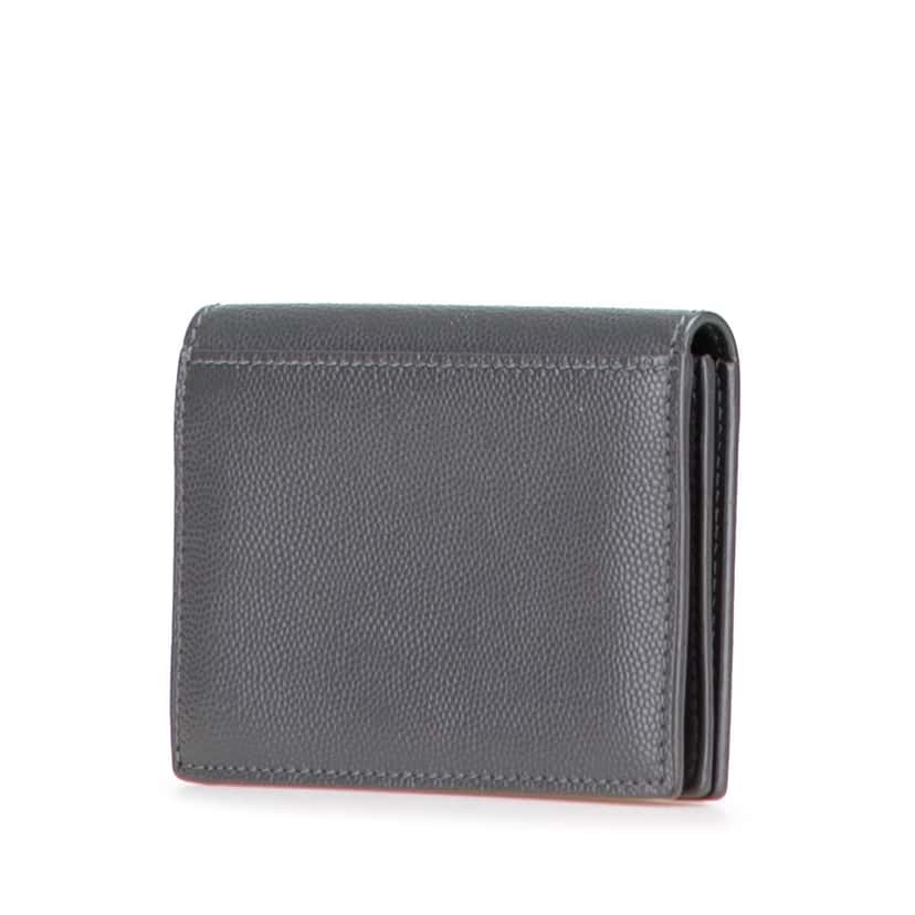 Saint Laurent Grain de Poudre Business Card Holder Grey Leather Good condition - Back View