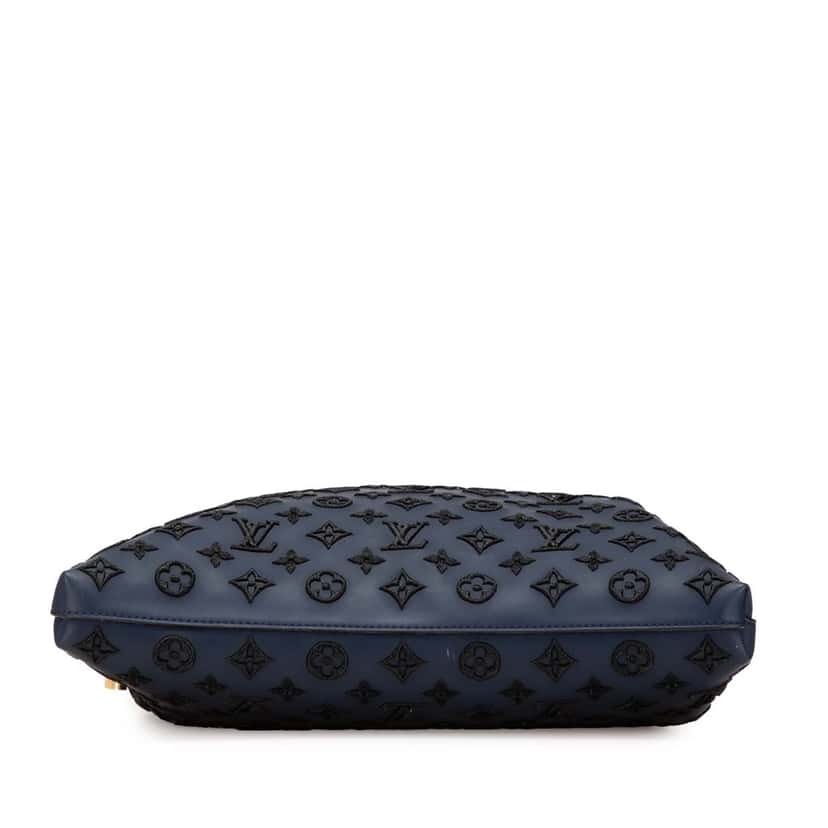 Louis Vuitton Monogram Addiction Lockit Vertical MM Blue Leather Good condition - Inside View