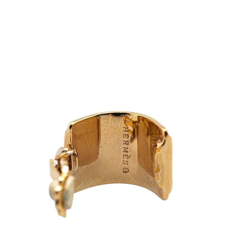 Hermès Enamel Gold Plated Clip On Earrings Blue Good condition - Inside View