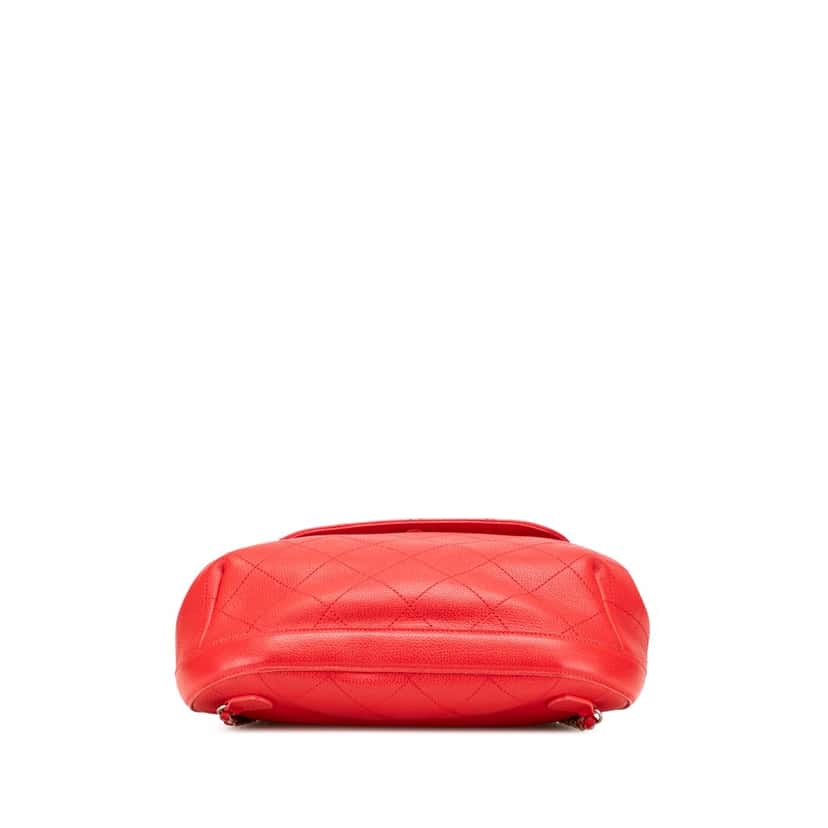 Chanel CC Quilted Caviar Drawstring Backpack Red Leather Good condition - Inside View