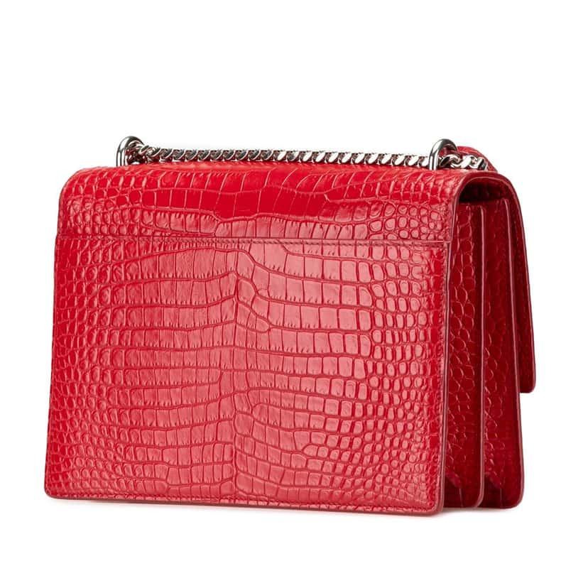 Saint Laurent Medium Croc Embossed Leather Sunset Crossbody Red Leather Good condition - Back View