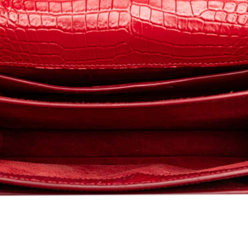 Saint Laurent Medium Croc Embossed Leather Sunset Crossbody Red Leather Good condition - Model View