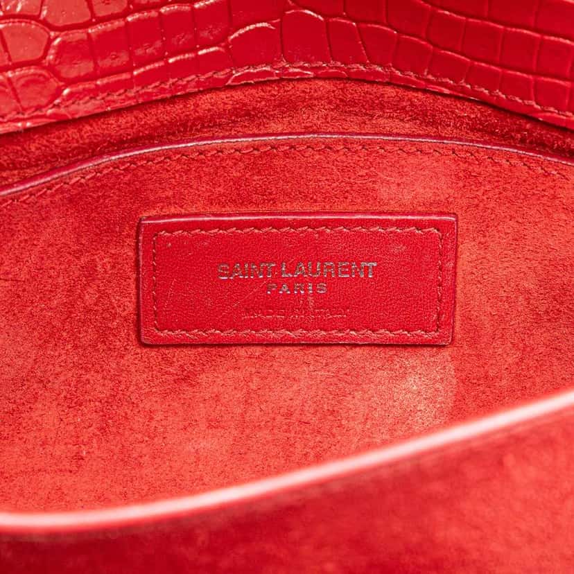 Saint Laurent Medium Croc Embossed Leather Sunset Crossbody Red Leather Good condition - Box View