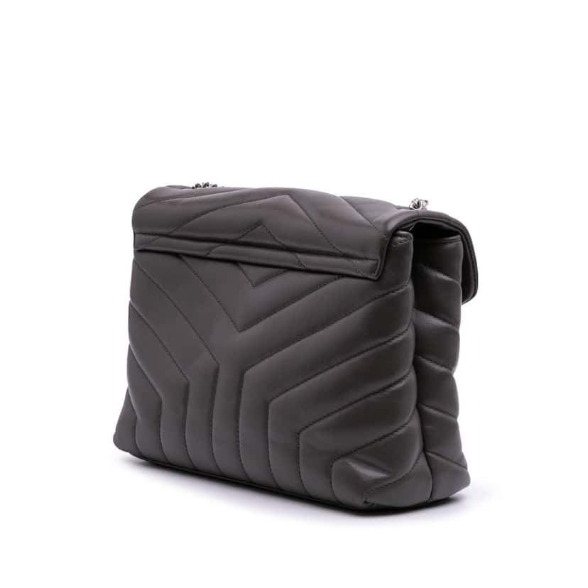 Saint Laurent Small Calfskin Monogram LouLou Shoulder Bag Grey Leather Good condition - Back View