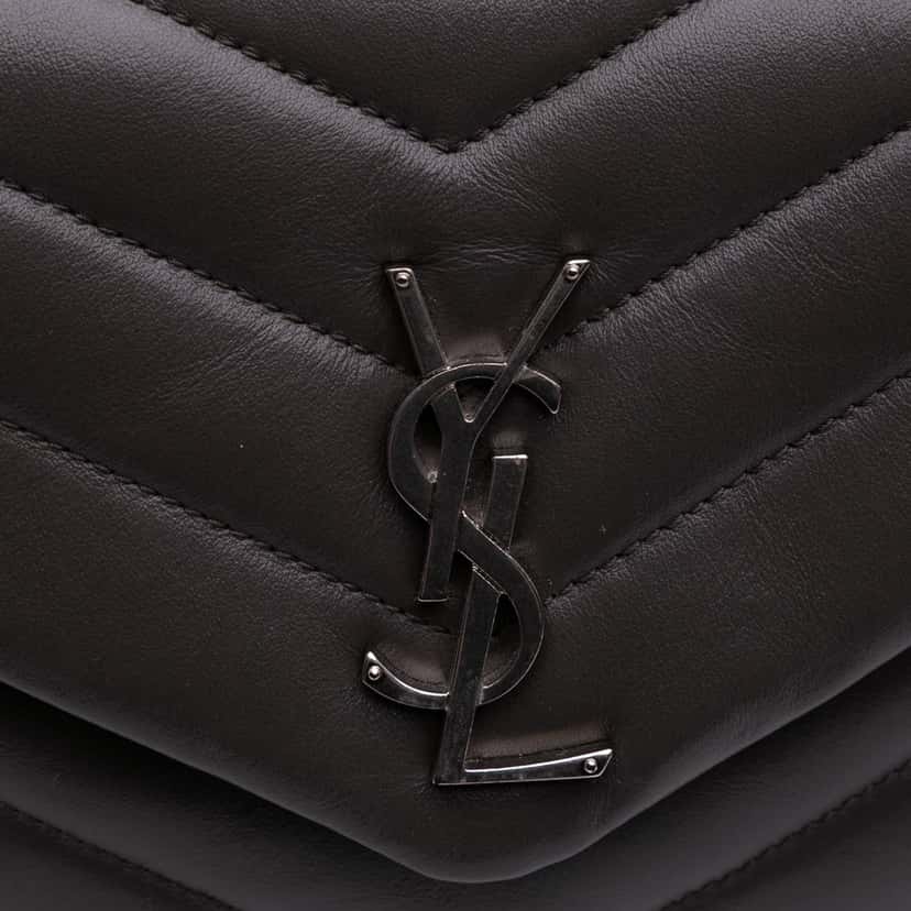 Saint Laurent Small Calfskin Monogram LouLou Shoulder Bag Grey Leather Good condition - Box View