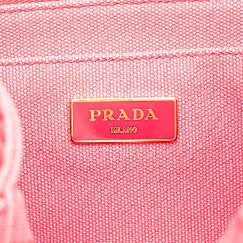 Prada Small Canvas Canapa Logo Satchel Pink Canvas Good condition - Box View