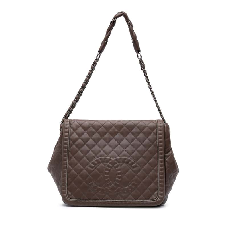 Chanel Large Quilted Calfskin Istanbul Accordion Flap Brown Leather Good condition - Front View