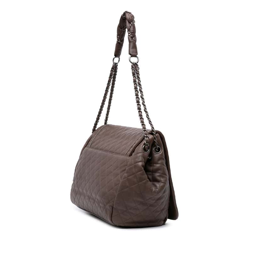 Chanel Large Quilted Calfskin Istanbul Accordion Flap Brown Leather Good condition - Back View