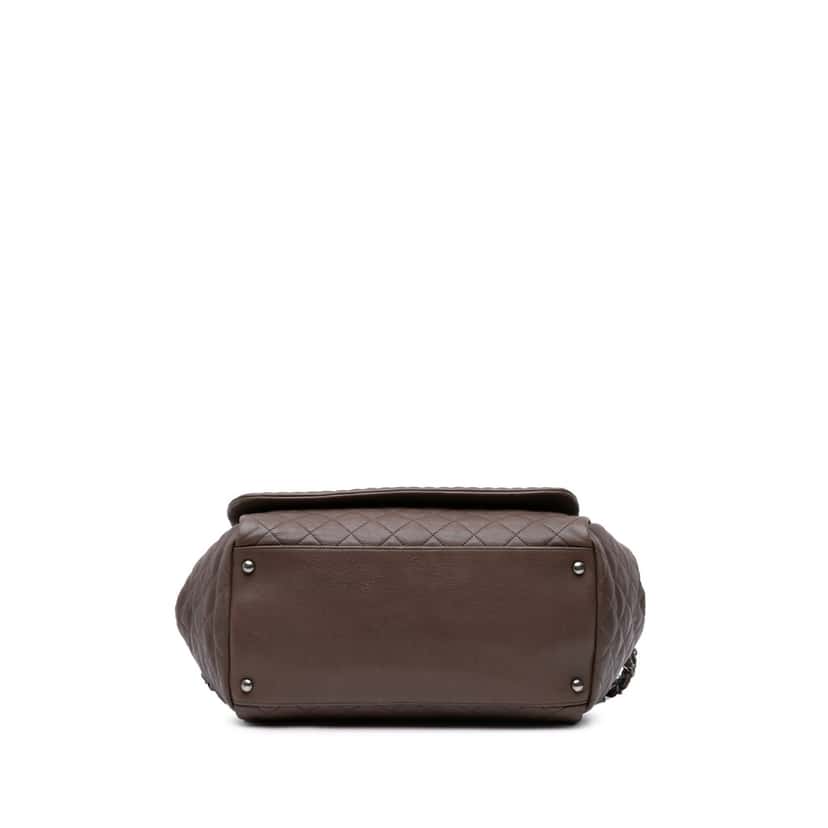 Chanel Large Quilted Calfskin Istanbul Accordion Flap Brown Leather Good condition - Inside View