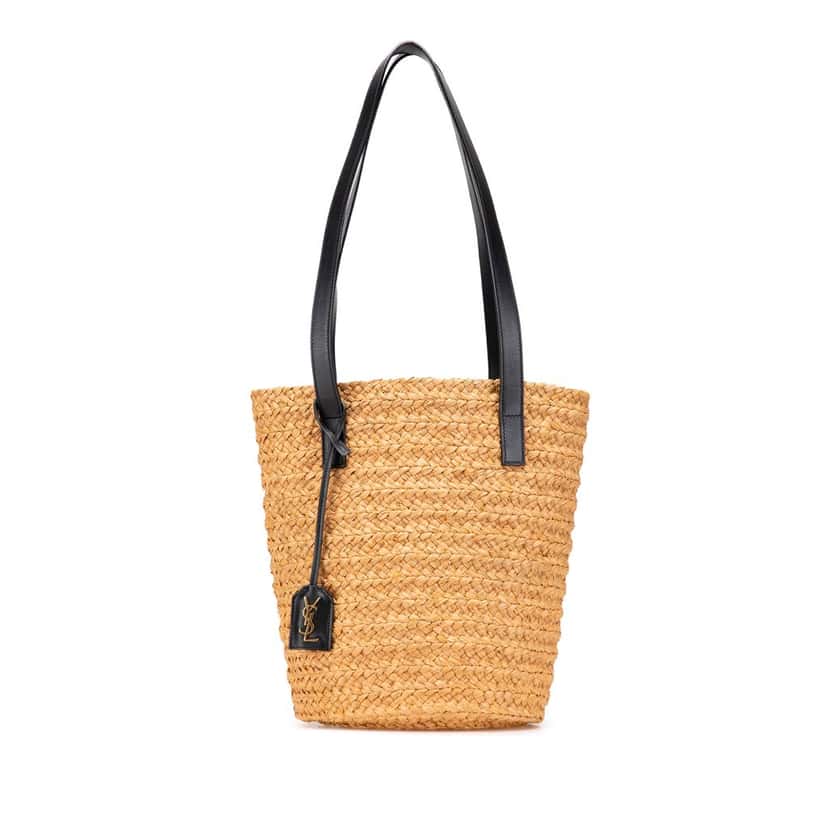 Saint Laurent Small Raffia Panier Tote Brown Good condition - Front View