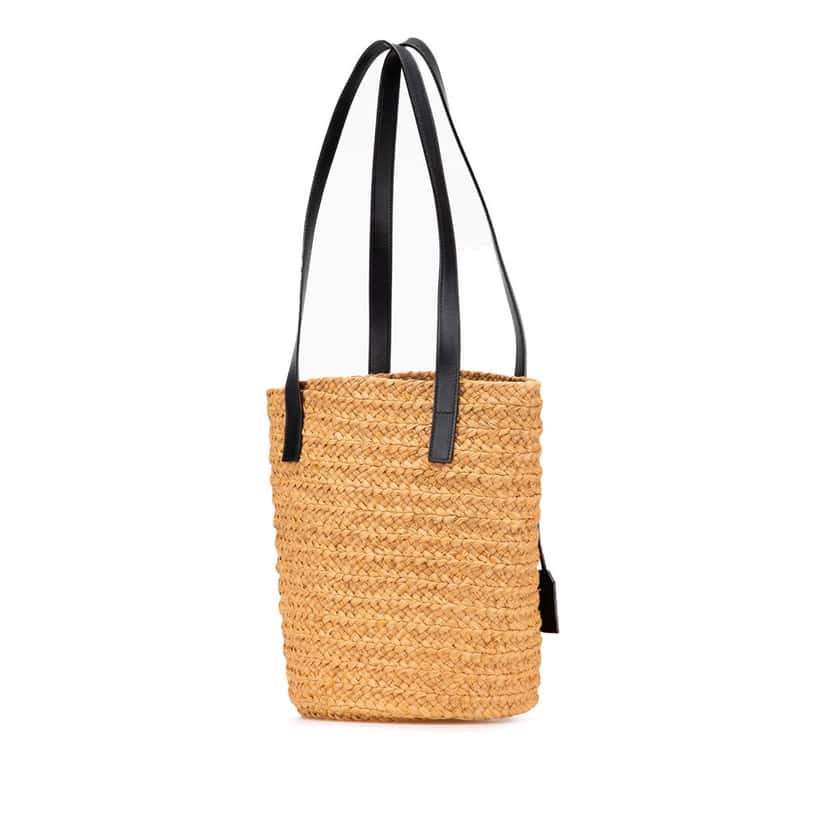 Saint Laurent Small Raffia Panier Tote Brown Good condition - Back View