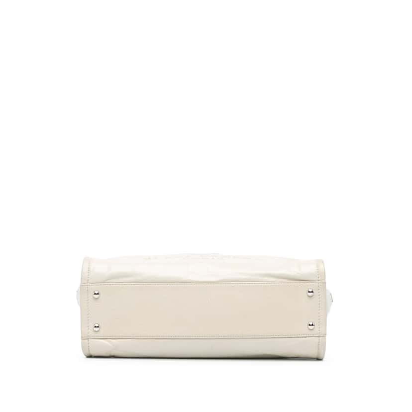 Chanel Small Glazed Calfskin Deauville Tote White Leather Good condition - Inside View