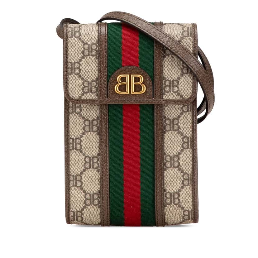 Gucci Hacker Project Balenciaga BB Supreme Ophidia Phone Case Crossbody Brown Canvas Good condition - Front View