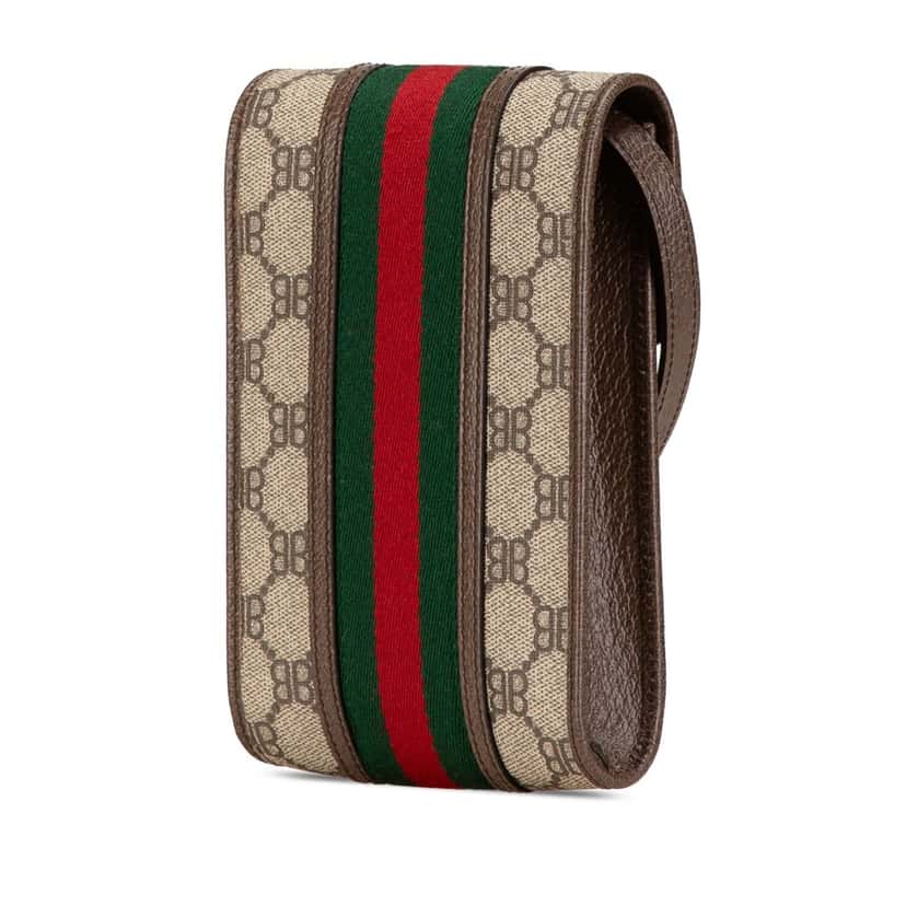 Gucci Hacker Project Balenciaga BB Supreme Ophidia Phone Case Crossbody Brown Canvas Good condition - Back View