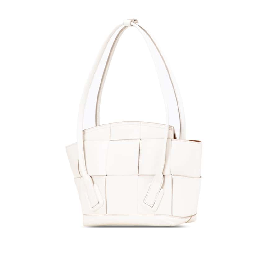 Bottega Veneta Small Calfskin Maxi Intrecciato Arco Satchel White Leather Good condition - Back View