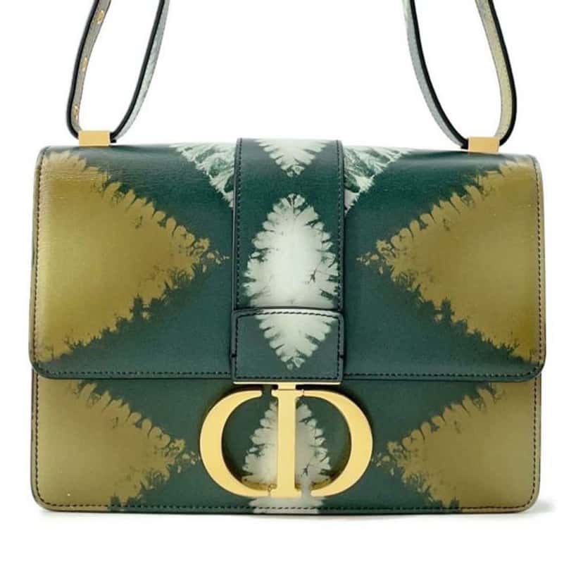 Dior Calfskin Tie Dye 30 Montaigne Flap Green Leather Good condition - Front View