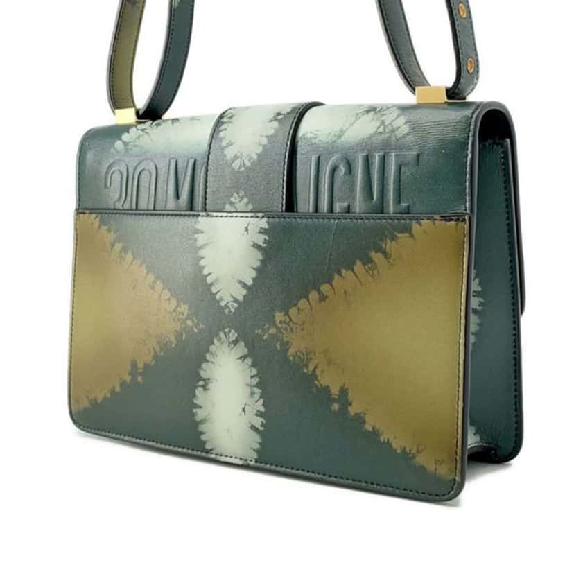 Dior Calfskin Tie Dye 30 Montaigne Flap Green Leather Good condition - Back View