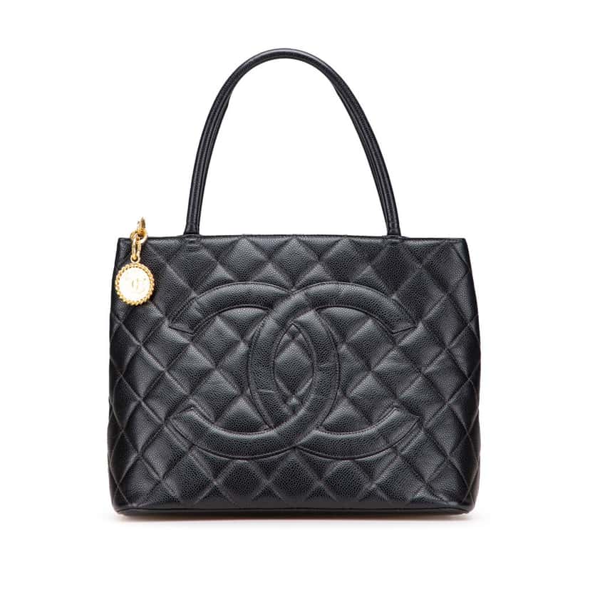 Chanel Caviar Medallion Tote Black Leather Good condition - Front View