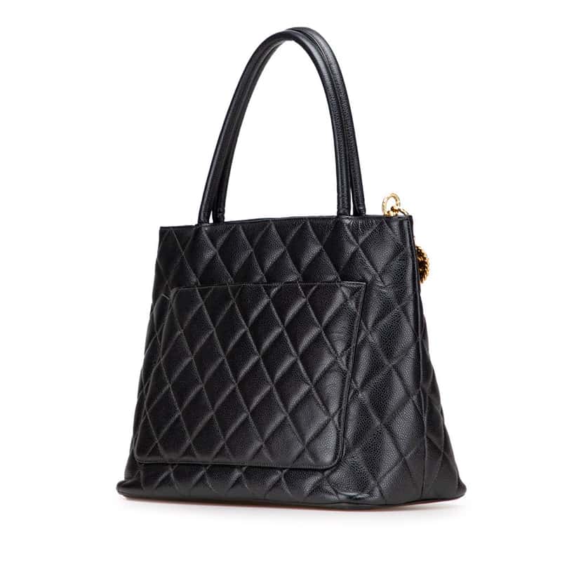 Chanel Caviar Medallion Tote Black Leather Good condition - Back View