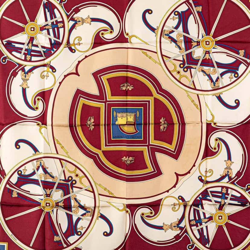 Hermès Washingtons Carriage Silk Scarf Red Silk Good condition - Box View