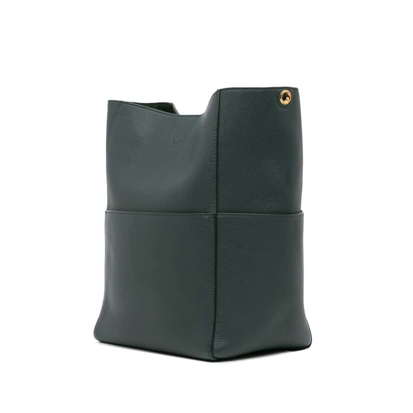 Celine Medium Leather Seau Sangle Bucket Green Leather Good condition - Back View