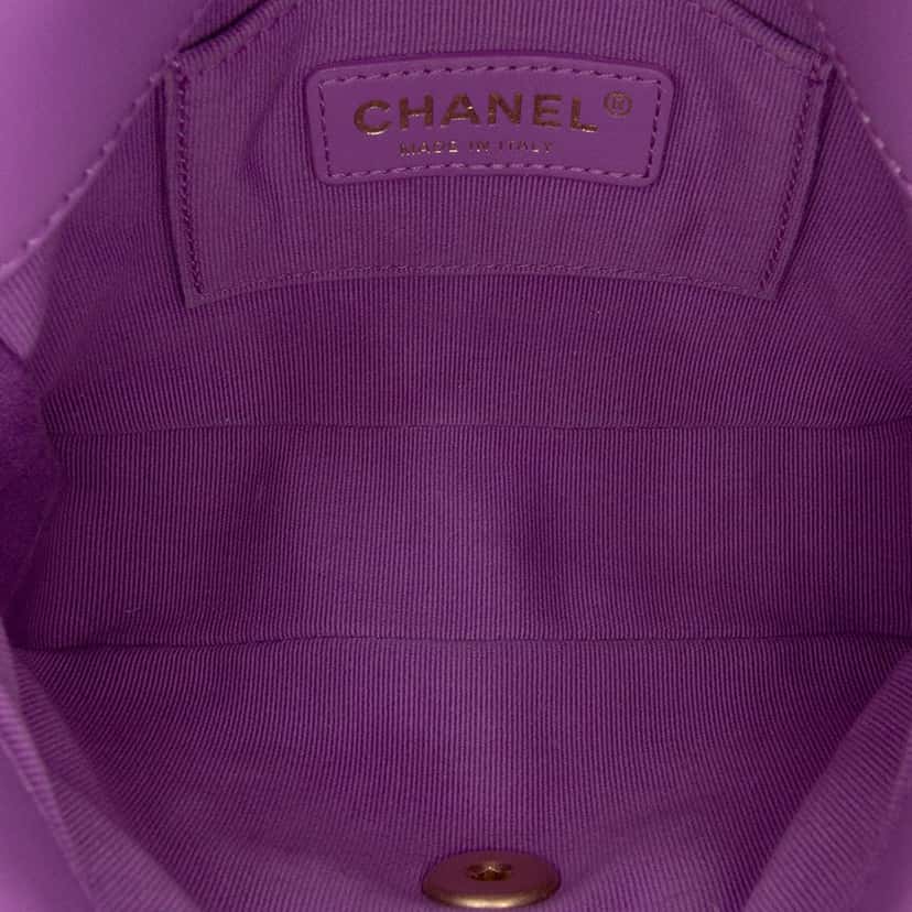 Chanel Mini Quilted Lambskin Candy Chain Flap Purple Leather Very good condition - Model View
