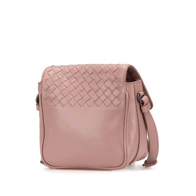 Bottega Veneta Nappa Intrecciato Flap Crossbody Pink Leather Good condition - Back View
