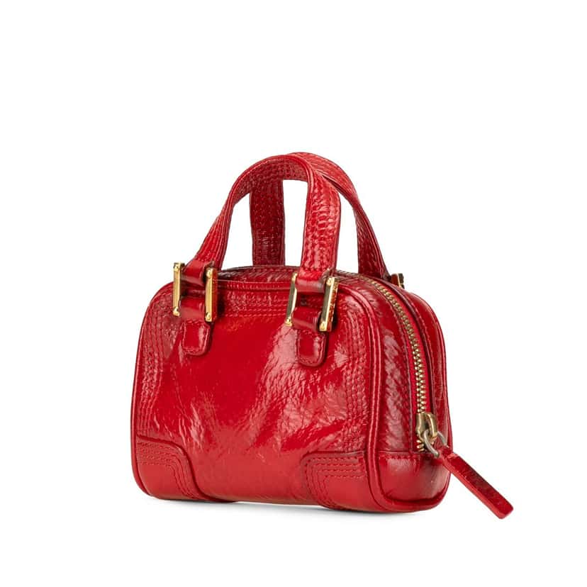 Loewe Micro Patent Amazona Satchel Red Leather Good condition - Back View
