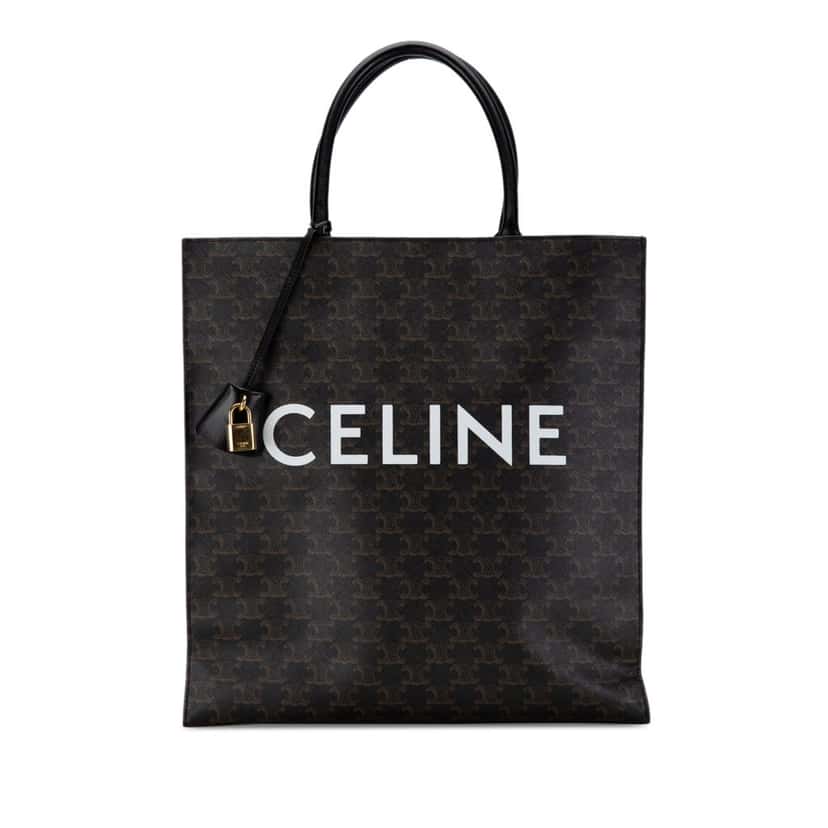 Celine Large Triomphe Coated Canvas Cabas Vertical Tote Brown Canvas Good condition - Front View