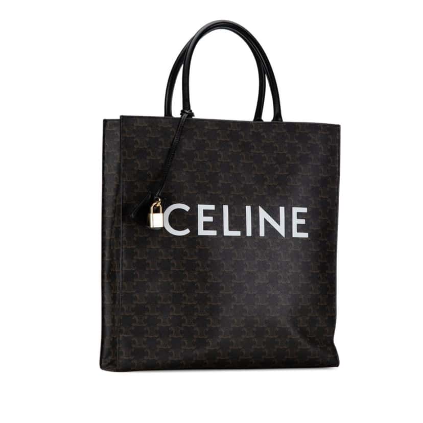 Celine Large Triomphe Coated Canvas Cabas Vertical Tote Brown Canvas Good condition - Back View