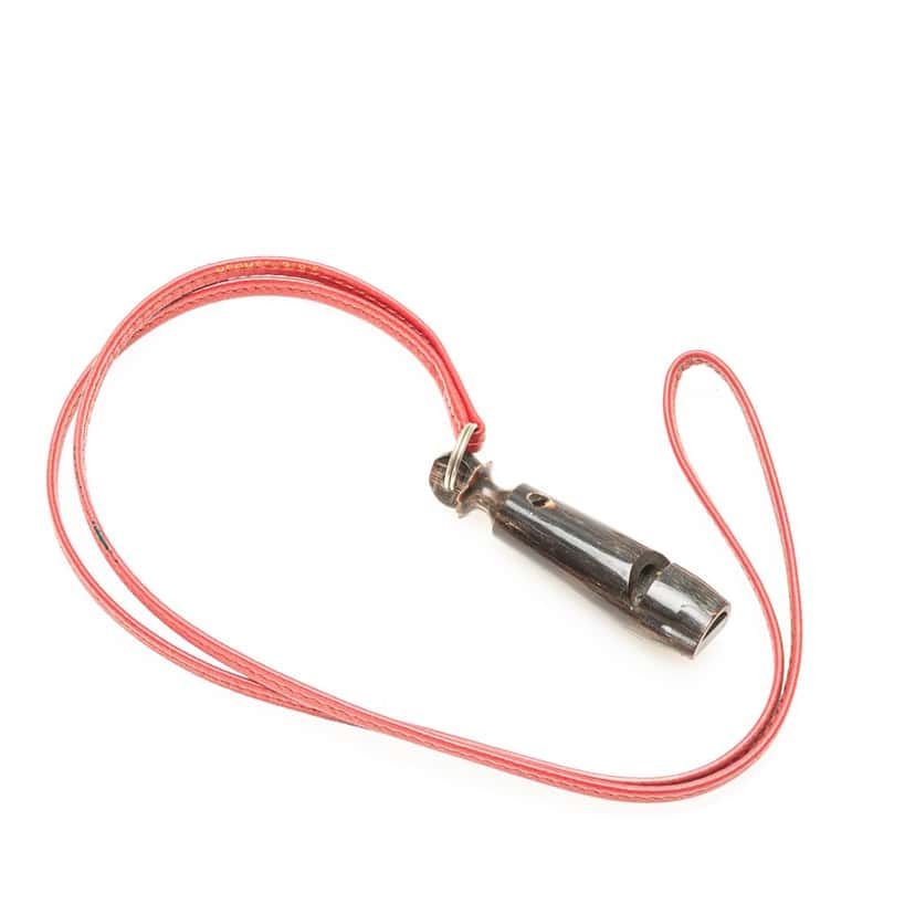 Hermès Leather and Wood Whistle Pendant Necklace Red Leather Good condition - Front View