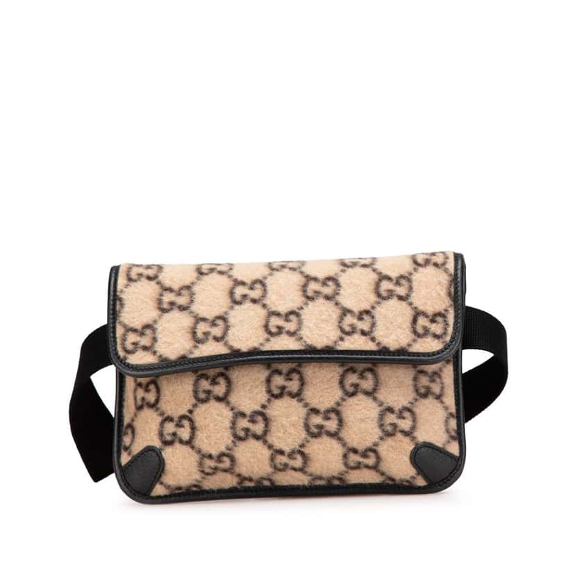 Gucci GG Wool Slim Belt Bag Brown Wool Very good condition - Front View