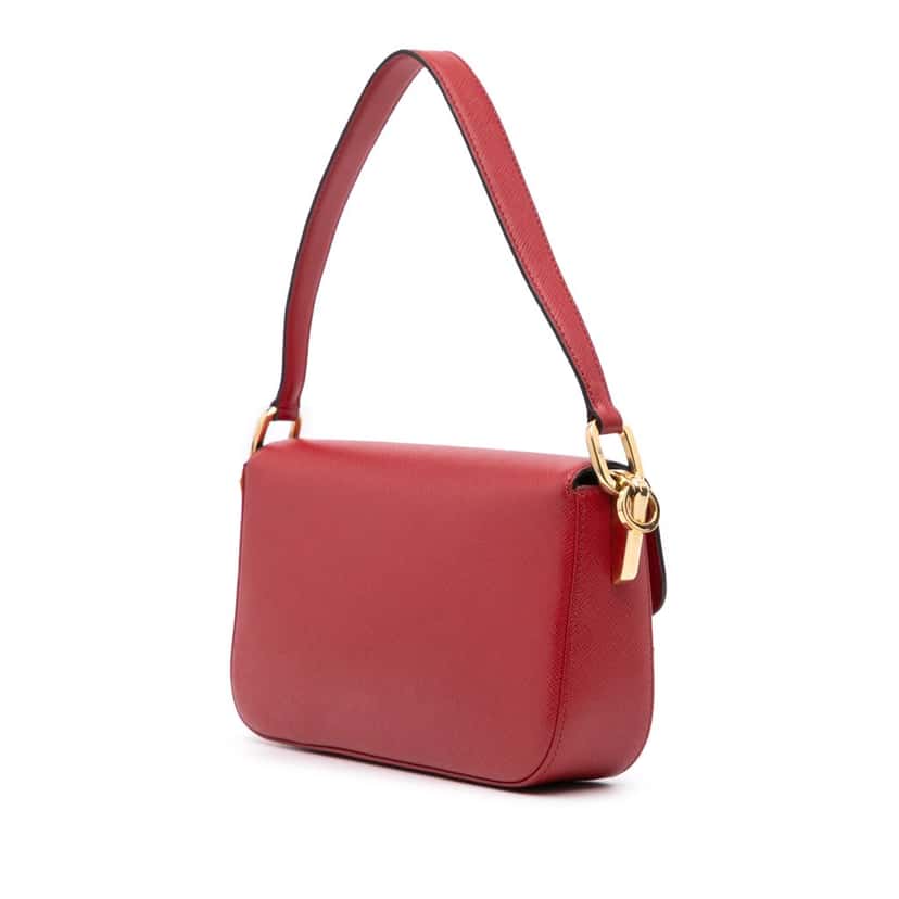 Prada Saffiano Lux Embleme Satchel Red Leather Good condition - Back View