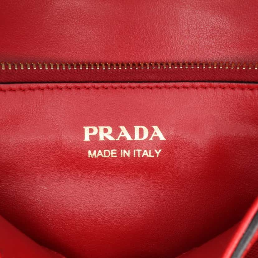 Prada Saffiano Lux Embleme Satchel Red Leather Good condition - Box View