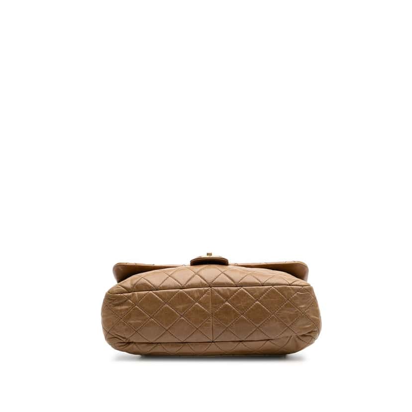 Chanel Medium Glazed Calfskin Castle Rock Top Handle Flap Brown Leather Good condition - Inside View