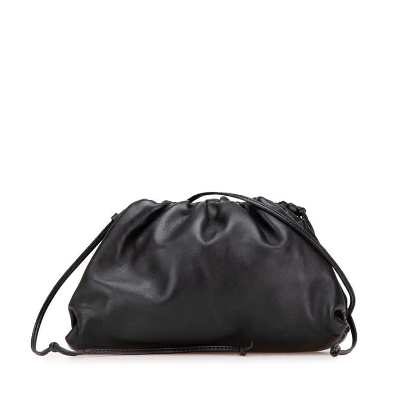 Bottega Veneta Lambskin The Mini Pouch Crossbody Black Leather Good condition - Front View