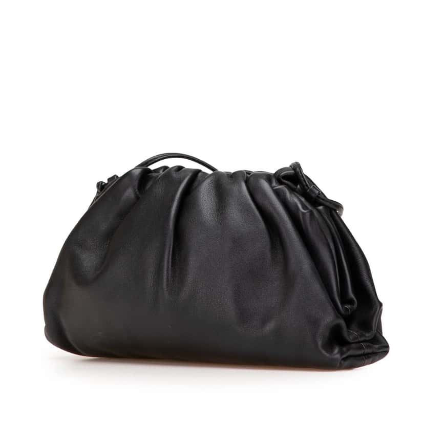 Bottega Veneta Lambskin The Mini Pouch Crossbody Black Leather Good condition - Back View
