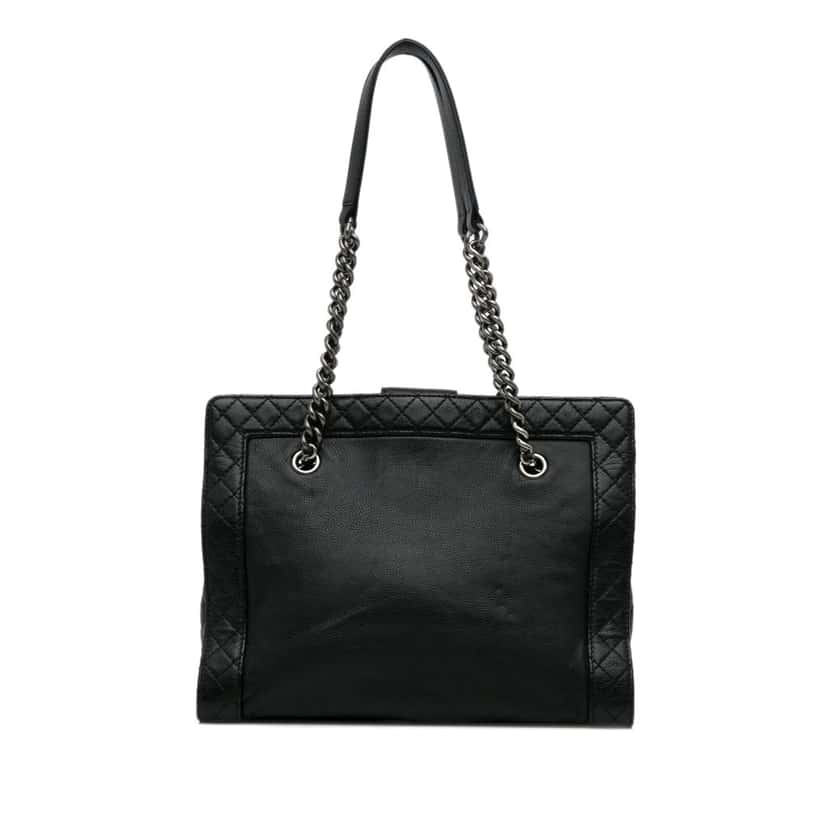 Chanel Medium Calfskin Boy Reverso Shopping Tote Black Leather Good condition - Inside View