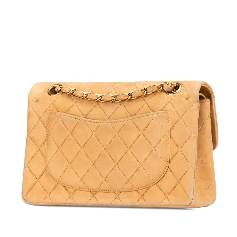 Chanel Small Classic Lambskin Double Flap Brown Leather Fair condition - Back View
