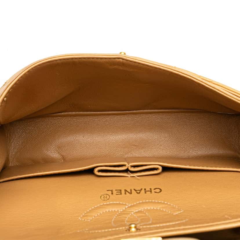 Chanel Small Classic Lambskin Double Flap Brown Leather Fair condition - Model View