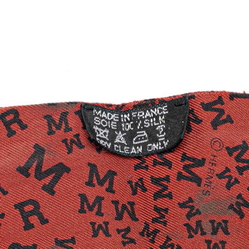 Hermès Scattered Letters Silk Twilly Scarf Red Silk Good condition - Back View