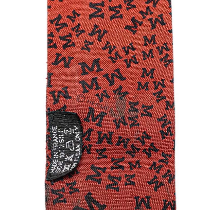 Hermès Scattered Letters Silk Twilly Scarf Red Silk Good condition - Inside View