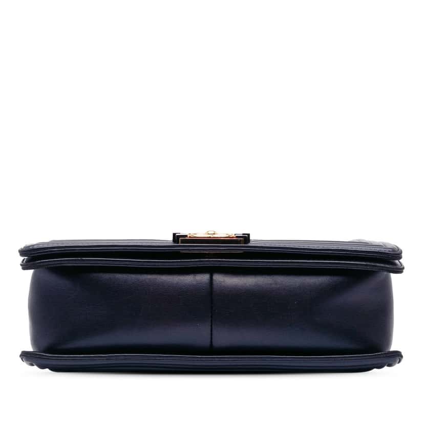 Chanel Medium Lambskin Embossed Cube Boy Flap Blue Leather Good condition - Inside View