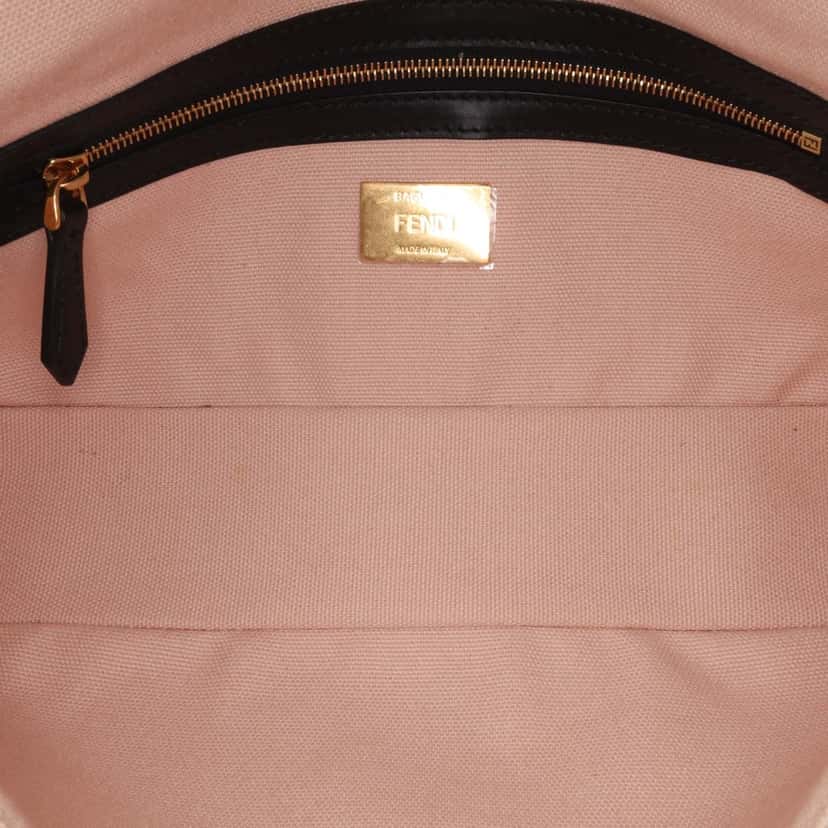 Fendi Zucca Embroidered Canvas Baguette Satchel Pink Canvas Good condition - Model View