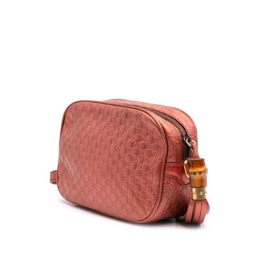 Gucci Metallic Microguccissima Sunshine Disco Camera Bag Orange Leather Good condition - Back View