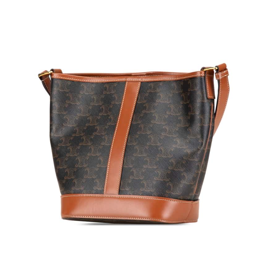Celine Small Triomphe Coated Canvas Bucket Bag Brown Canvas Good condition - Back View
