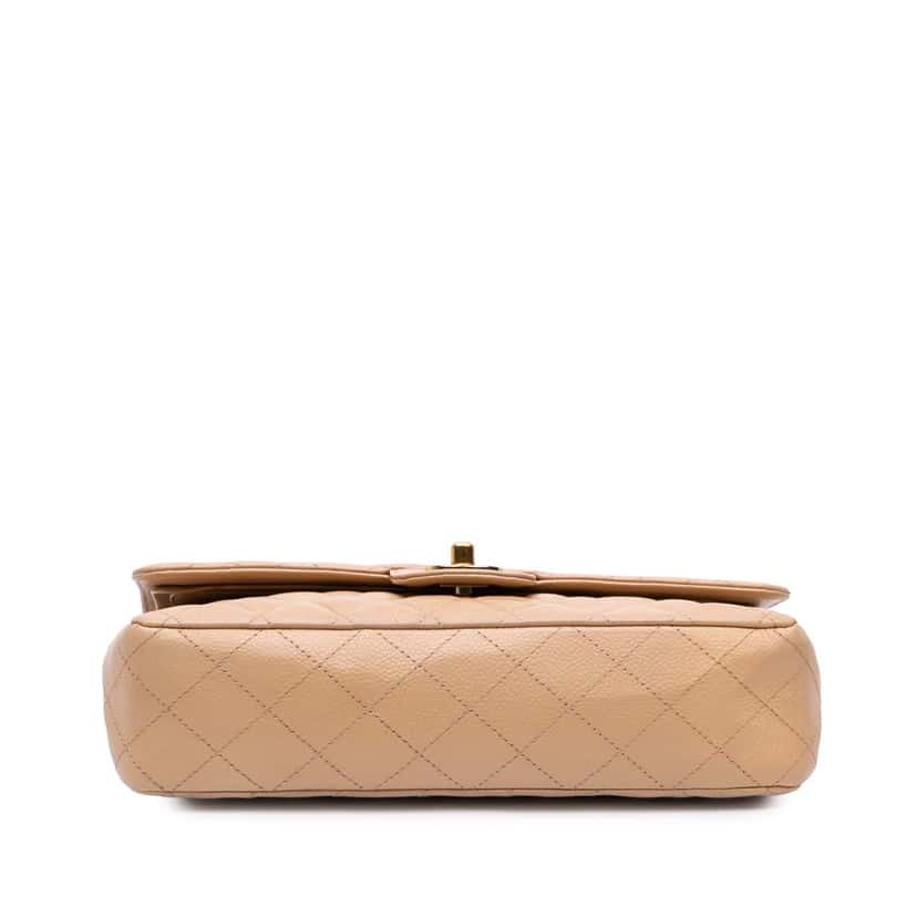 Chanel Medium Classic Caviar Double Flap Brown Leather Good condition - Inside View